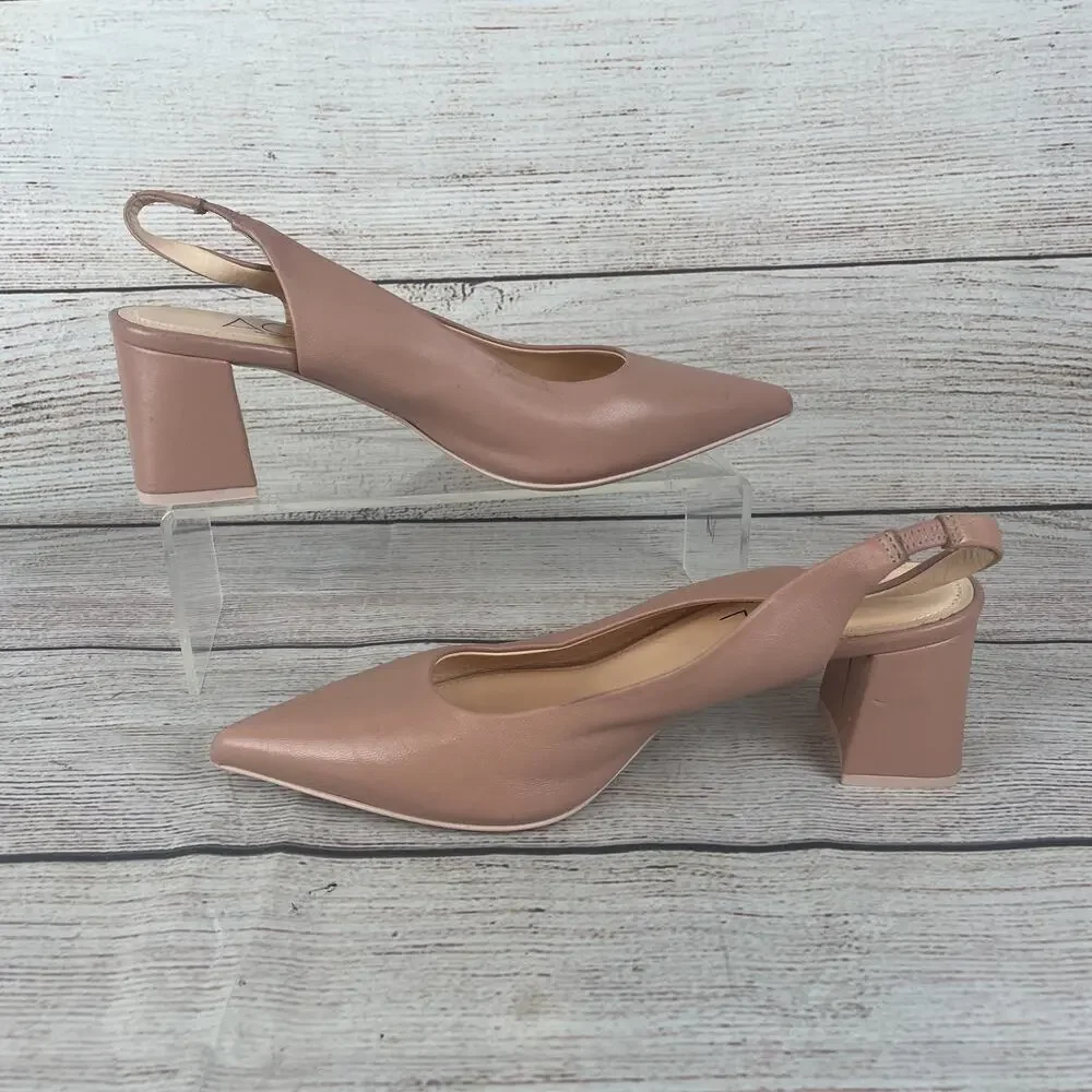 AGL Dodi Womens EU 36 US 6 Slingback Heels Nude Tan Pointed Toe